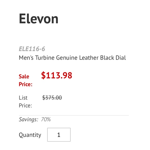 🆕ELEVON Men's Turbine Genuine Leather Black Dial - Picture 3 of 3
